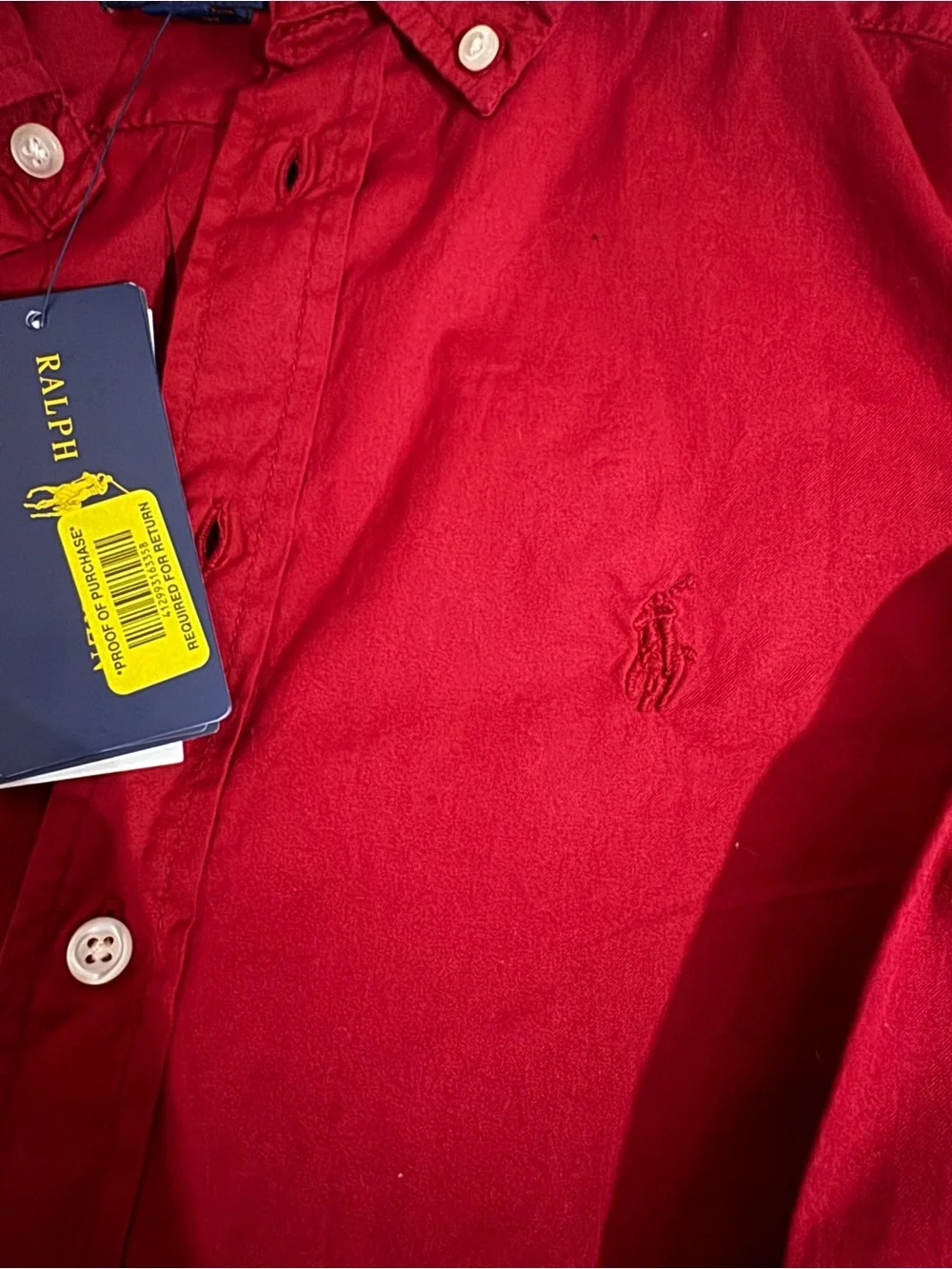 Ralph Lauren Boys Red Button Down Shirt Size 10/12 NWT